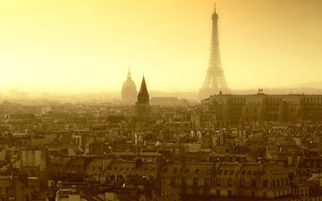 фото, город, чёрно-белое, париж, франция