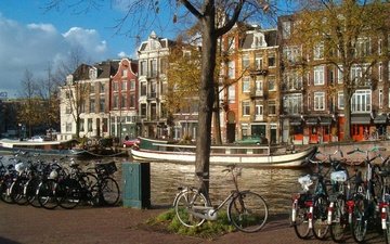 набережная, велосипеды, амстердам