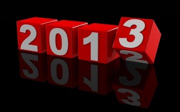 новый год, отражение, кубики, цифры, поверхность, 2013