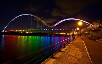 ночь, река, мост