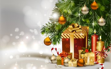 новый год, елка, украшения, зима, подарки