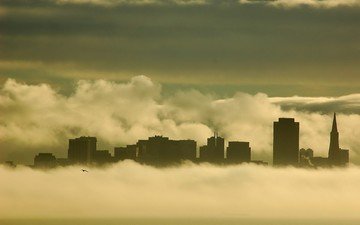 туман, здания