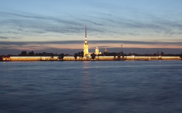 река, закат, санкт-петербург, петропавловская крепость, нева