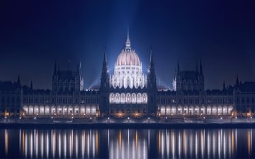 ночь, здание, венгрия, будапешт