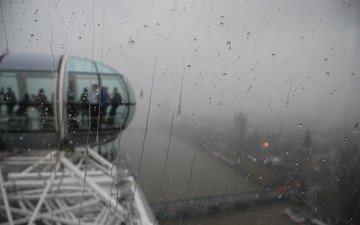 лондон, город, дождь, аттракцион