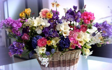 цветы, букет, корзина, яркие, красивые, корзинка, разные, деревье, cvety, korzinka, buket, krasivye, raznye, ranunkulyus