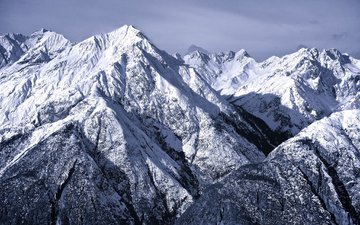 горы, снег, природа, зима, вершины, альпы