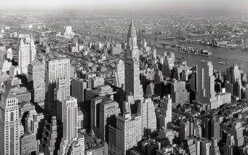 панорама, сша, нью-йорк, манхэттен