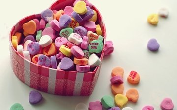 конфеты, сладости, сердце, сердечки, коробка, makro, serdce, lyubov, serdechki, shkatul, разнцветные