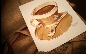 kofe, nastroeniya, narisovannaya chashka