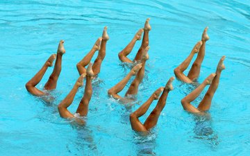 вода, девушки, бассейн, ножки, плавание, фигурное плавание, водный балет, синхронное плавание