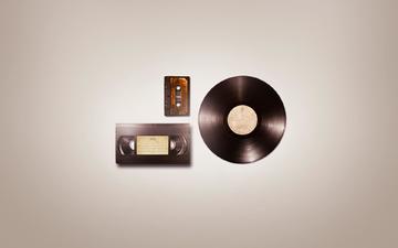 аудио, minimalizm, kassety, plastinka, video
