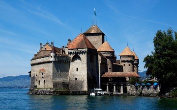 замок, швейцария, шильонский, château de chillon