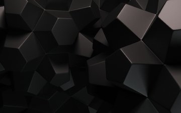 абстракция, фон, полет, черный, кубы, грани, рендер, поверхность. 3d-графика