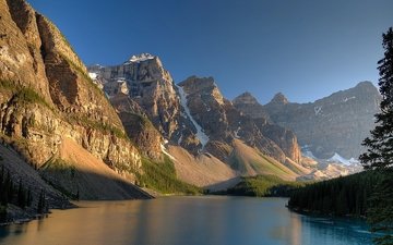 озеро, горы, канада, национальный парк банф, морейн озеро