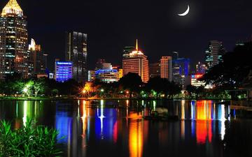 ночь, огни, город, дома, таиланд, thailand bangkok, бангкок