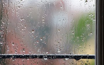вода, капли, дождь, окно, стекло