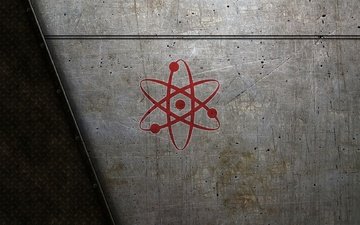 логотип, атамного ядра, на металле