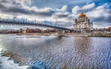 река, москва, россия, храм христа спасителя