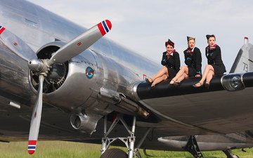 взгляд, девушки, секси, классная, военной самолёт