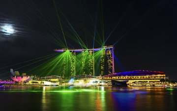 лазерное шоу, отель, сингапур, marina bay sands