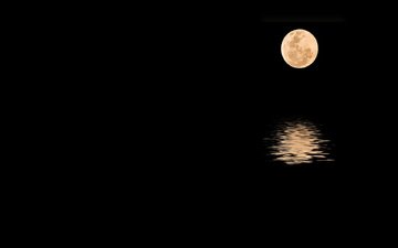 ночь, отражение, луна