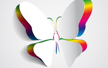 цвета, фон, бабочка, крылья, 3д