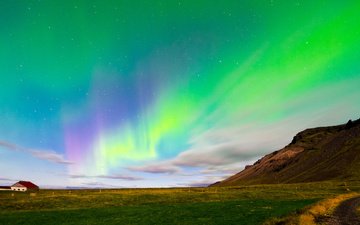 звезды, северное сияние, исландия, aurora borealis, полярное сияние