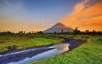 природа, закат, парк, гора, вулкан, майон, майон-волькано, филиппины, минданао