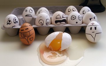 яйца, падение, коробка, ужас, эмоции