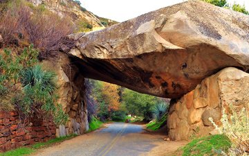 дорога, скалы, камни, сша, тоннель, sequoia national park, национальный парк секвойя