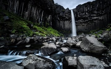 водопад, исландия, чёрный водопад, свартифосс