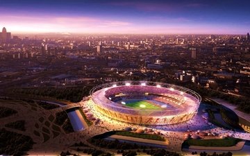ночь, панорама, лондон, стадион, городской пейзаж, фото олимпийского стадиона в лондоне, олимпийский стадион, спортивное сооружение