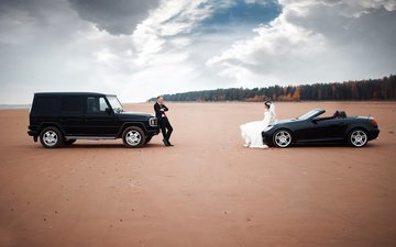 машины, жених, свадьба, невеста