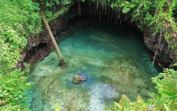 вода, природа, пещера, джунгли