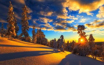 небо, облака, снег, природа, зима, пейзаж, гора