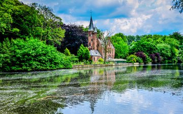 река, парк, замок, бельгия