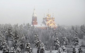 снег, храм, зима, церковь