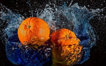 вода, фрукты, апельсины, цитрусы