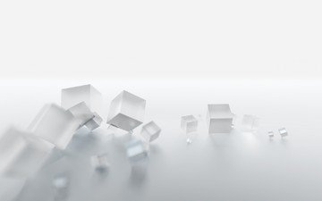 кубики, белый фон, белые, 3d-графика