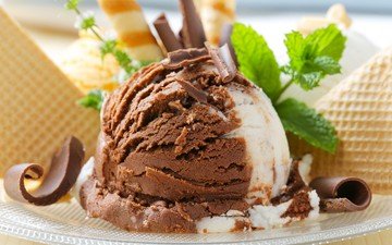 мята, мороженое, шоколад, сладкое, мороженное, десерт, в шоколаде, вафли, сладенько
