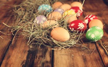 сено, пасха, яйца, праздник