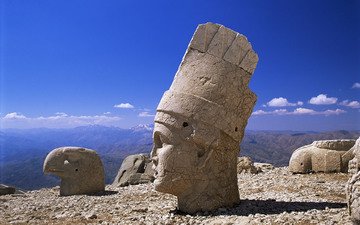 горы, природа, турция, вершина, коммагена, голова антиоха i, каменные статуи