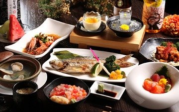 еда, рыба, морепродукты, креветки, мидии, японская кухня