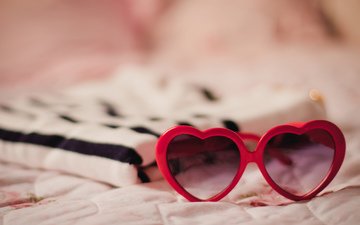 очки, красные, сердечки