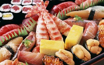 сыр, икра, японская еда, роллы, морепродукты, креветки, блюда