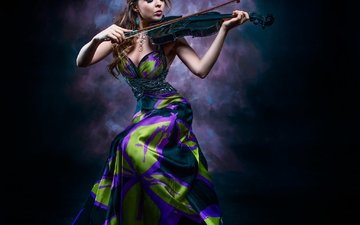 девушка, скрипка, музыка, игра, the violinist