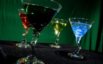 разноцветный, красивый, коктейль, алкоголь