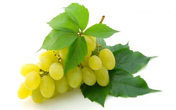 желтый, листья, виноград, ягоды, белый фон, кисть, гроздь, крупный