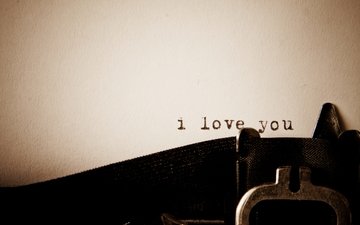 надпись, бумага, текст, печатная, машинка, пишущая, я люблю тебя